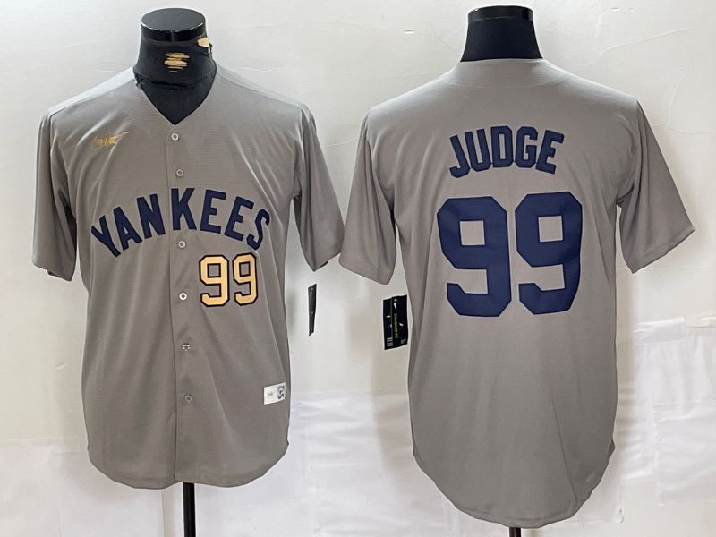 Men New York Yankees 99 Judge Grey Throwback Nike Game 2024 MLB Jersey style 11